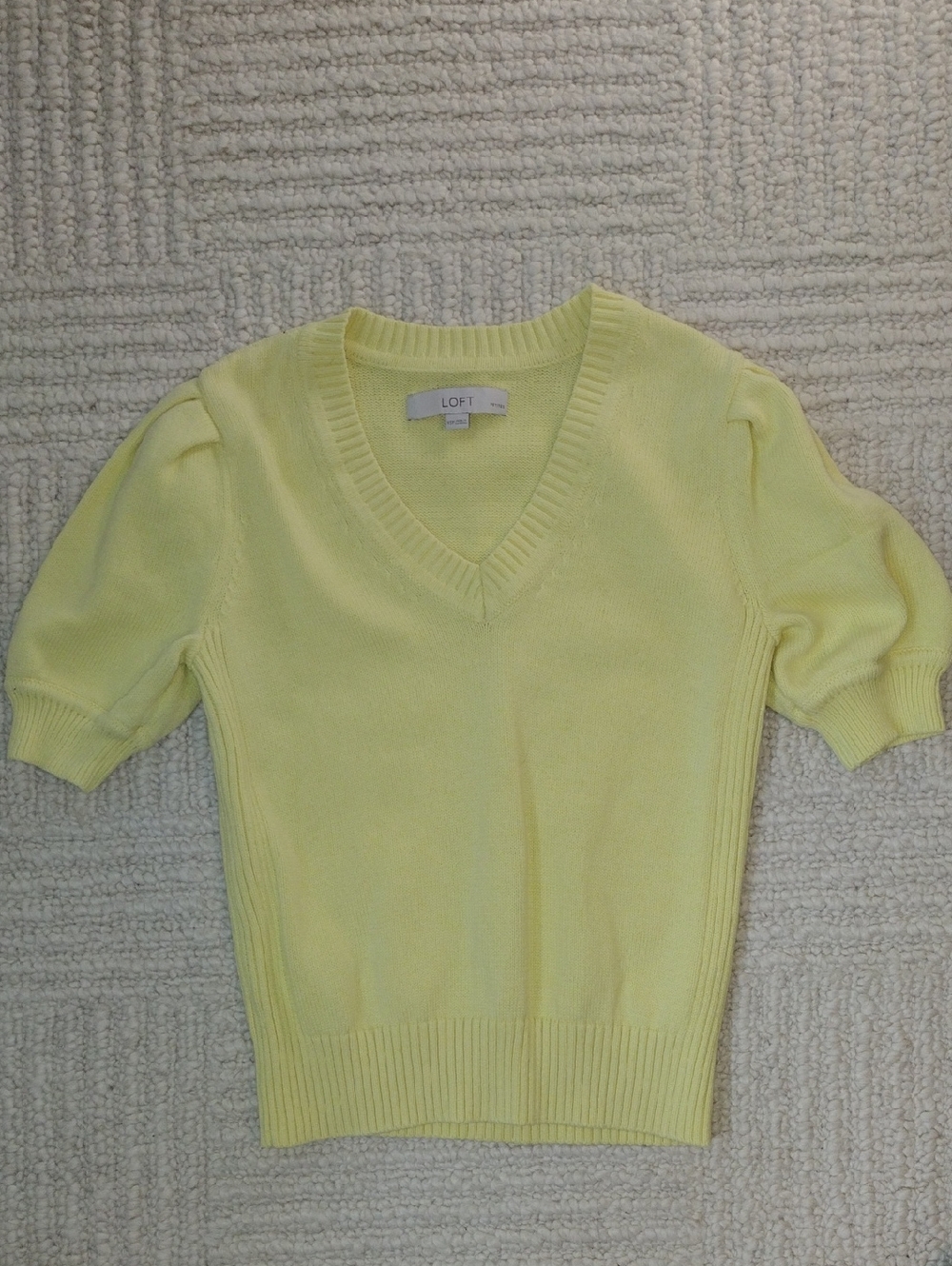 LOFT Women's Short Sleeve V-Neck Sweater - Butter Yellow
